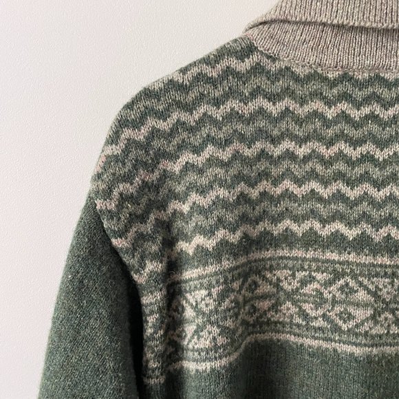 Vintage Huntington Ridge Zip Up Sweater Collared Wool Casual Green Gray Small - Picture 4 of 7